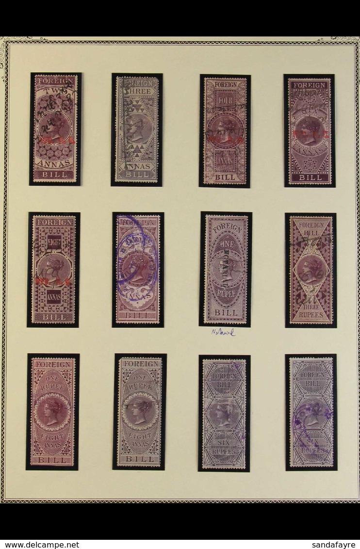 FOREIGN BILL REVENUES 1861-1898 USED COLLECTION In Hingeless Mounts On Leaves, Includes 1861 Most Values To 6r, Plus One - Autres & Non Classés