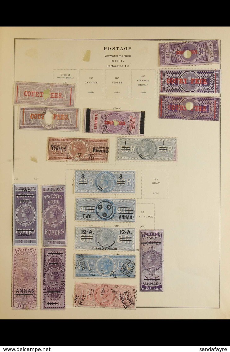 REVENUE STAMPS QV To Early KGV Powerful Collection On Album Pages. With Very Strong COURT FEES Including Many Overprints - Autres & Non Classés