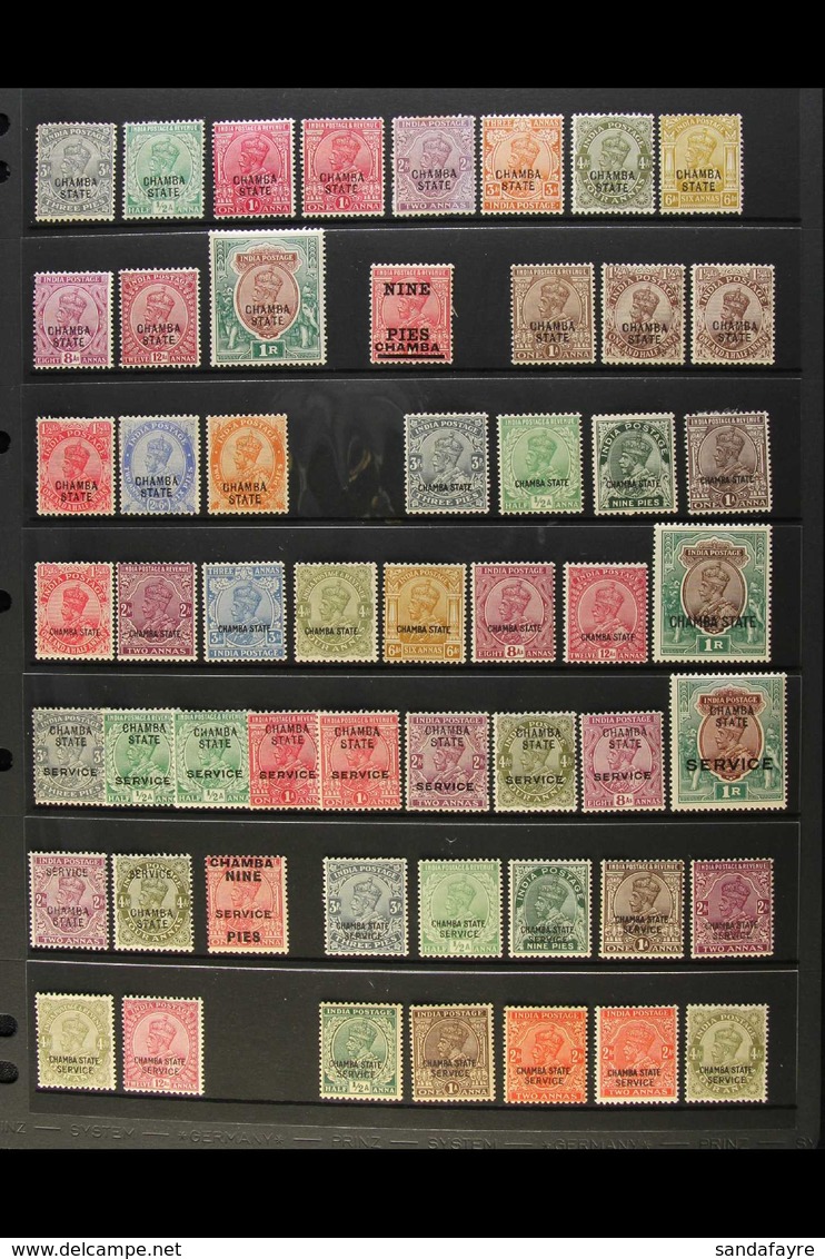 CHAMBA 1911-1939 MINT KGV COLLECTION On A Stock Page. Includes 1913 Set To 1r, 1927 Range With Most Values To 1r, Offici - Autres & Non Classés