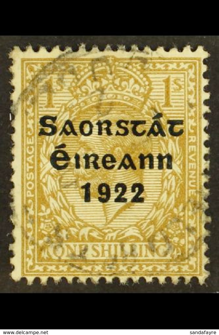 1922-23 SAORSTAT 1s Bistre-brown, Showing "ONF" (Hib. T58a), Very Fine Used.  For More Images, Please Visit Http://www.s - Altri & Non Classificati