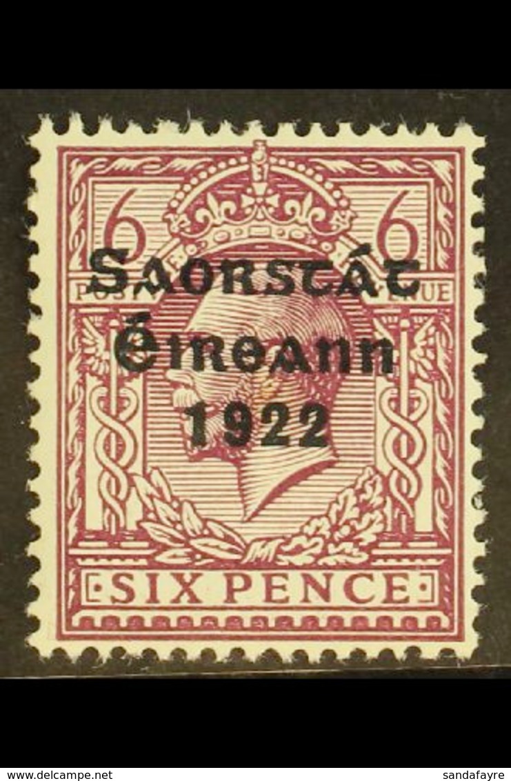 1922-23 SAORSTAT 6d Reddish Purple, Watermark Inverted And Reversed, SG 60y, Fresh Mint.  For More Images, Please Visit  - Sonstige & Ohne Zuordnung