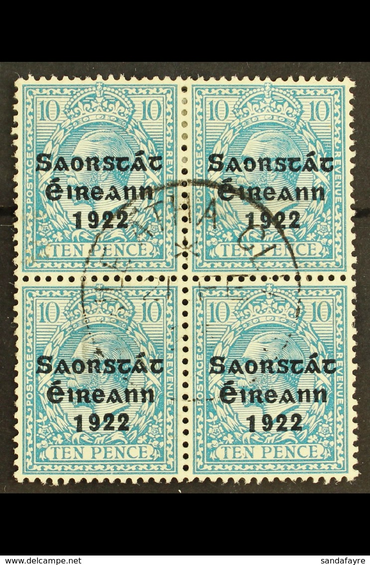 1922-23 SAORSTAT 10d Turquoise-blue, SG 62, Superb Central Cds Used Block Of Four.  For More Images, Please Visit Http:/ - Sonstige & Ohne Zuordnung