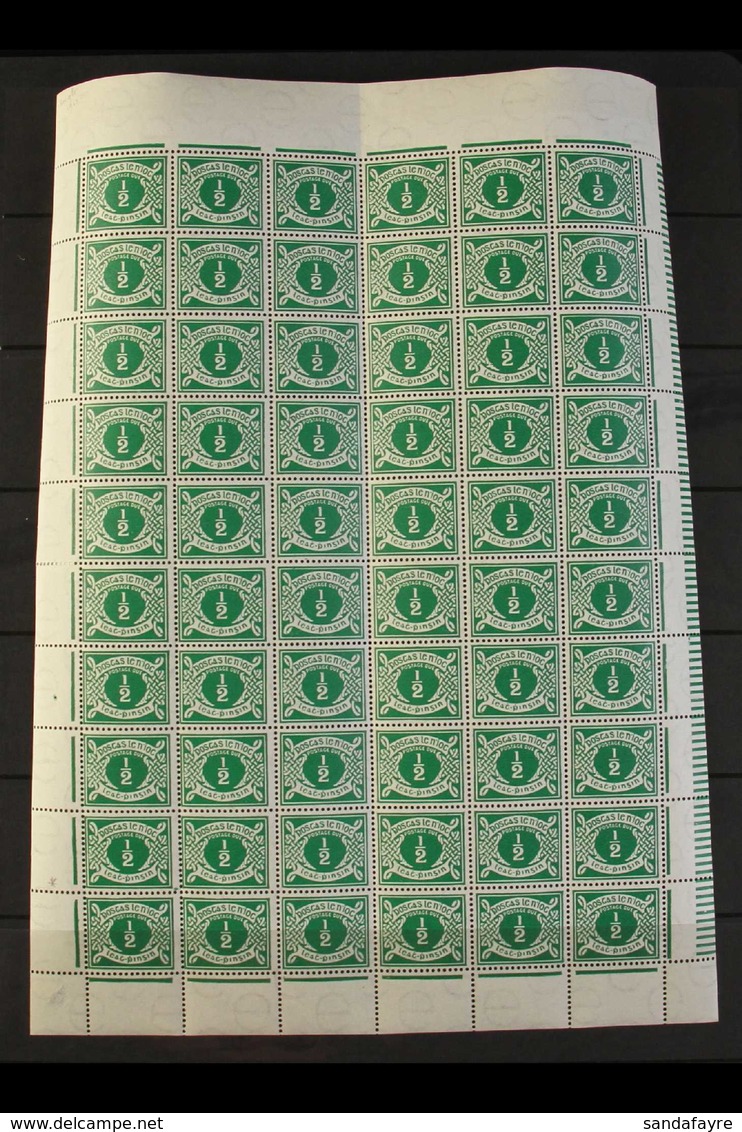 POSTAGE DUE 1942 ½d Emerald -green, SG D5, A Rare COMPLETE PANE OF 60, Showing VARIETIES Plate Flange Between 9/1 & 2, L - Autres & Non Classés