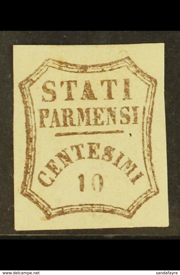 PARMA 1853 10c Brown, 2nd Printing, Sass 14, Very Fine And Fresh Mint Of With Ample Margins All Round. Expertised On Rev - Non Classés