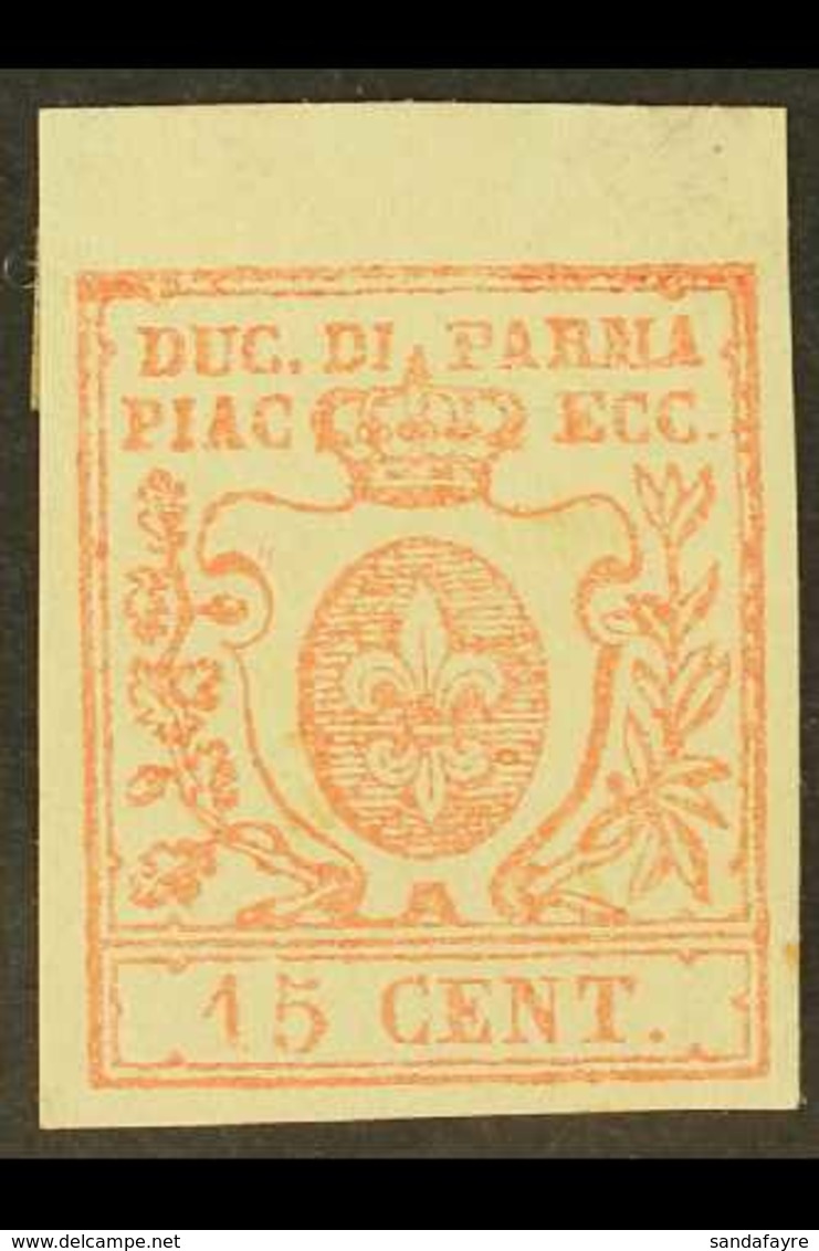 PARMA 1857 15c Lilac Brown Fleur De Lis, Sass 9, Very Fine Marginal Mint Large Part Og. For More Images, Please Visit Ht - Non Classés