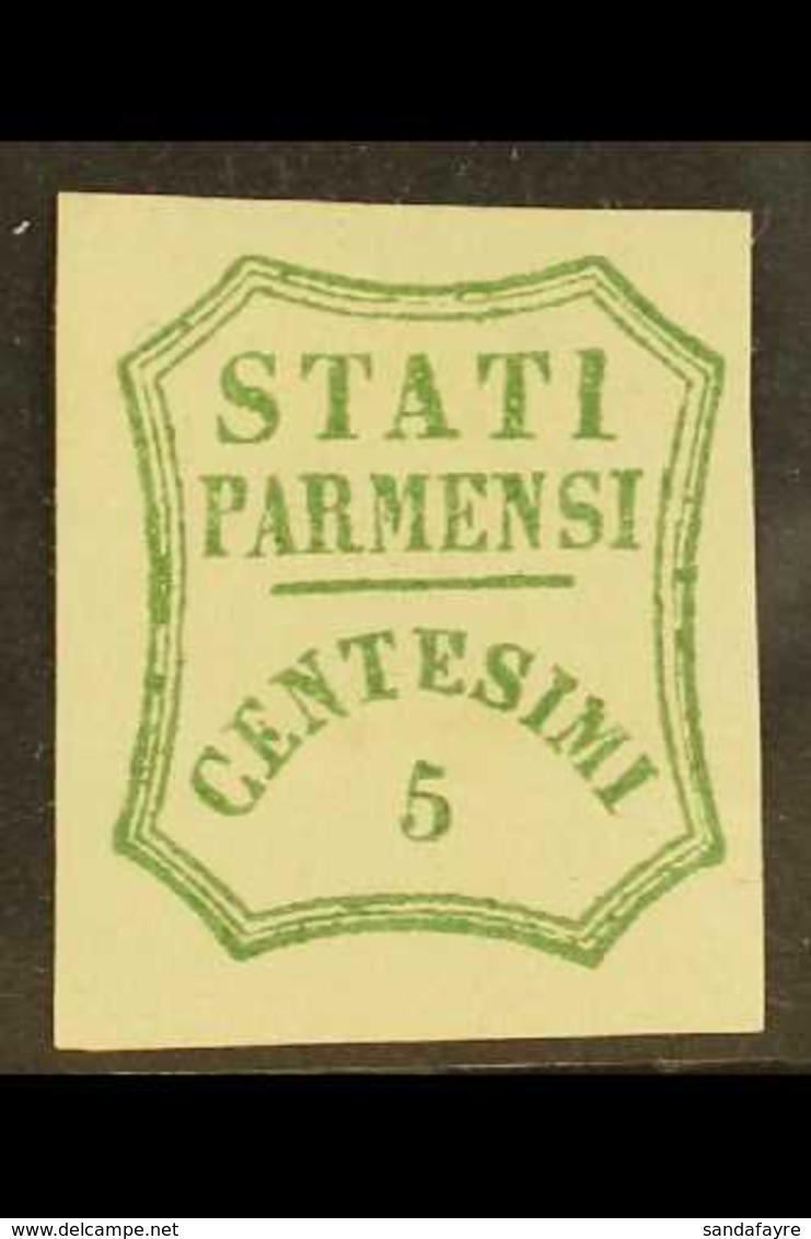 PARMA 1859 5c Yellow Green, Provisional Govt, Sass 13, Superb Mint Og. For More Images, Please Visit Http://www.sandafay - Ohne Zuordnung