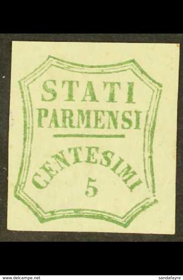 PARMA 1859 5c Blue Green Provisional Govt, Sass 12, Very Fine Mint No Gum. Rare Stamp. Cat €1500 (£1300) For More Images - Non Classés