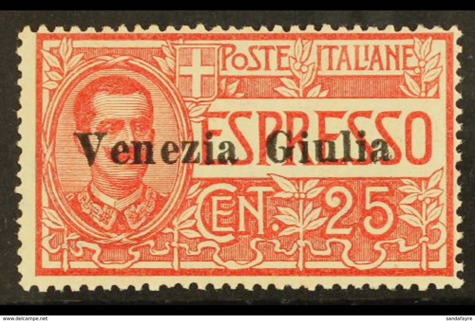 VENEZIA GIULIA 1919 25c Red Express, Sass 1, Very Fine Never Hinged Mint. Signed Sorani. Cat €450 (£340) For More Images - Non Classés