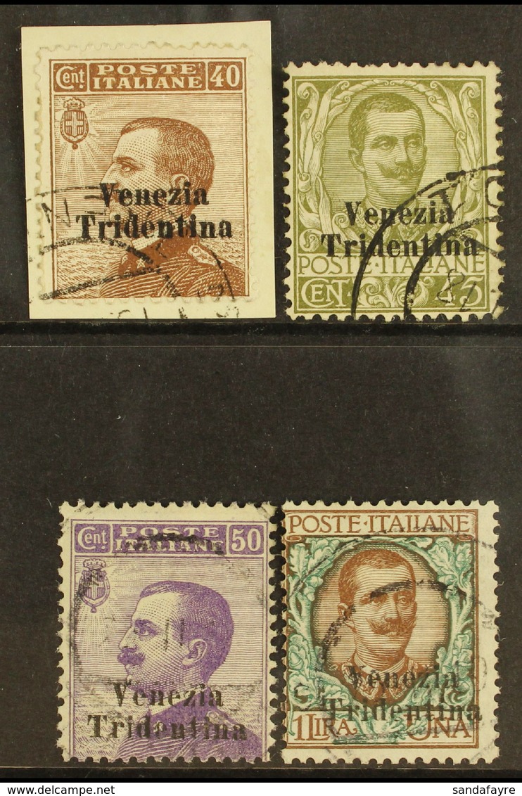 VENEZIA TRIDENTINA 1918 40c To 1L High Values Complete, Sass 24/7, Very Fine Used. Cat €1100 (£835) (4 Stamps) For More  - Non Classés