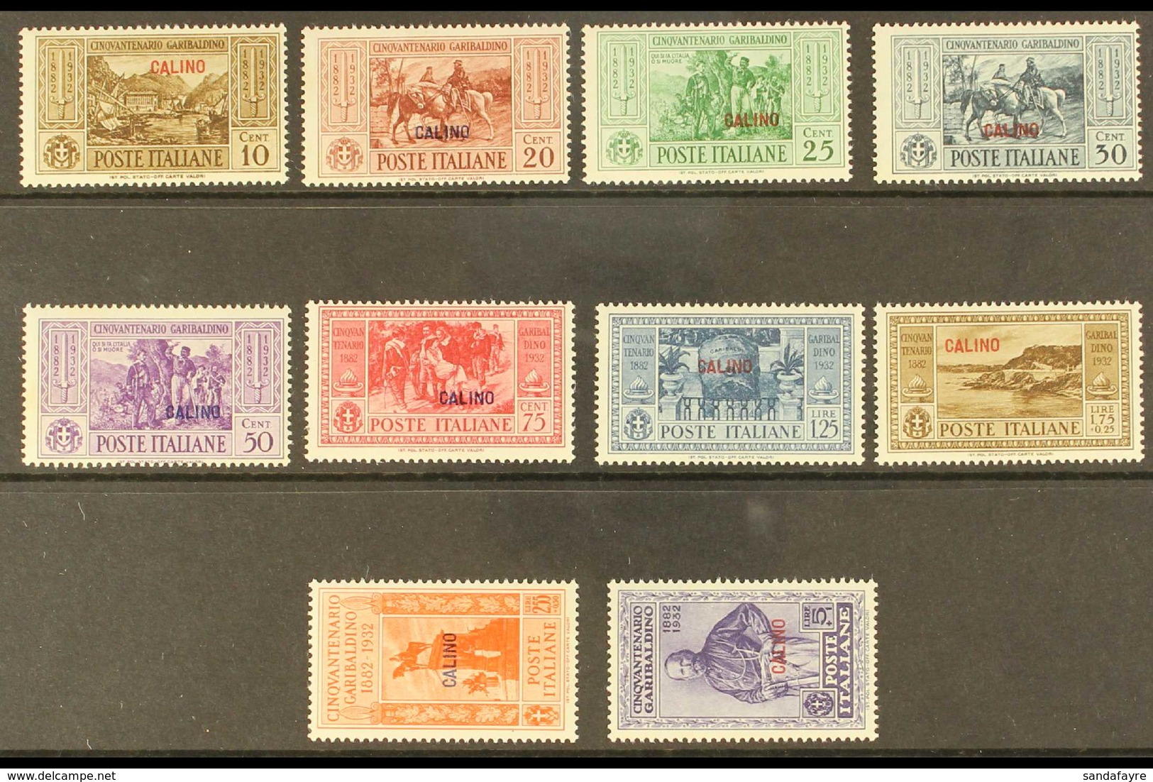 CALIMNO 1932 Garibaldi "CALINO" Overprints Complete Set (SG 89/98 A, Sassone 17/26), Never Hinged Mint. (10 Stamps) For  - Autres & Non Classés