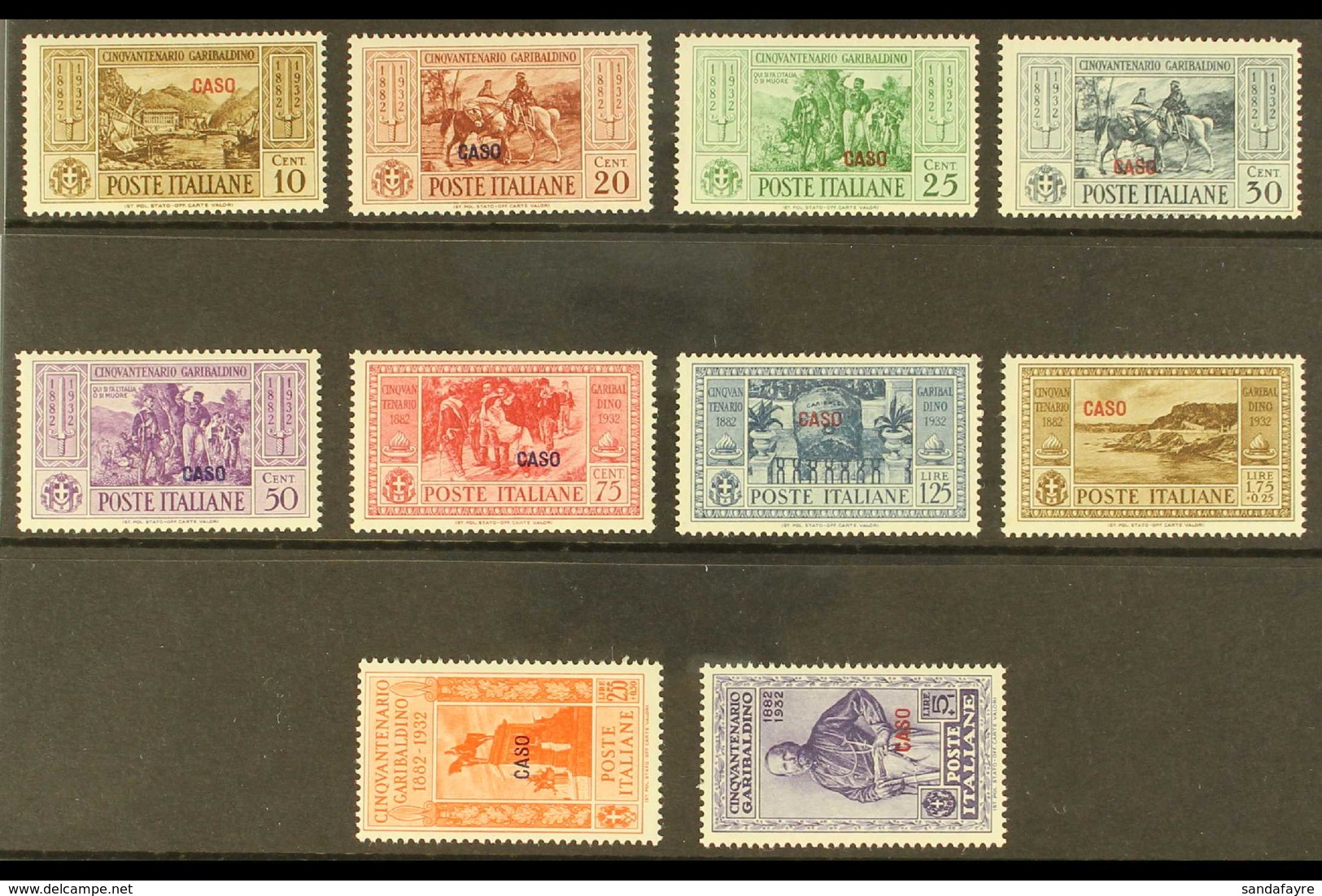 CASO 1932 Garibaldi "CASO" Overprints Complete Set (SG 89/98 B, Sassone 17/26), Never Hinged Mint, Fresh. (10 Stamps) Fo - Autres & Non Classés