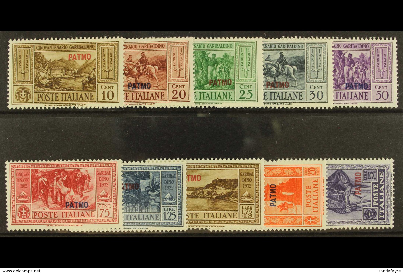 DODECANESE ISLANDS PATMO 1932 Garibaldi Set, SG 89/98, Sassone S.68, Very Fine Mint (10). For More Images, Please Visit  - Autres & Non Classés