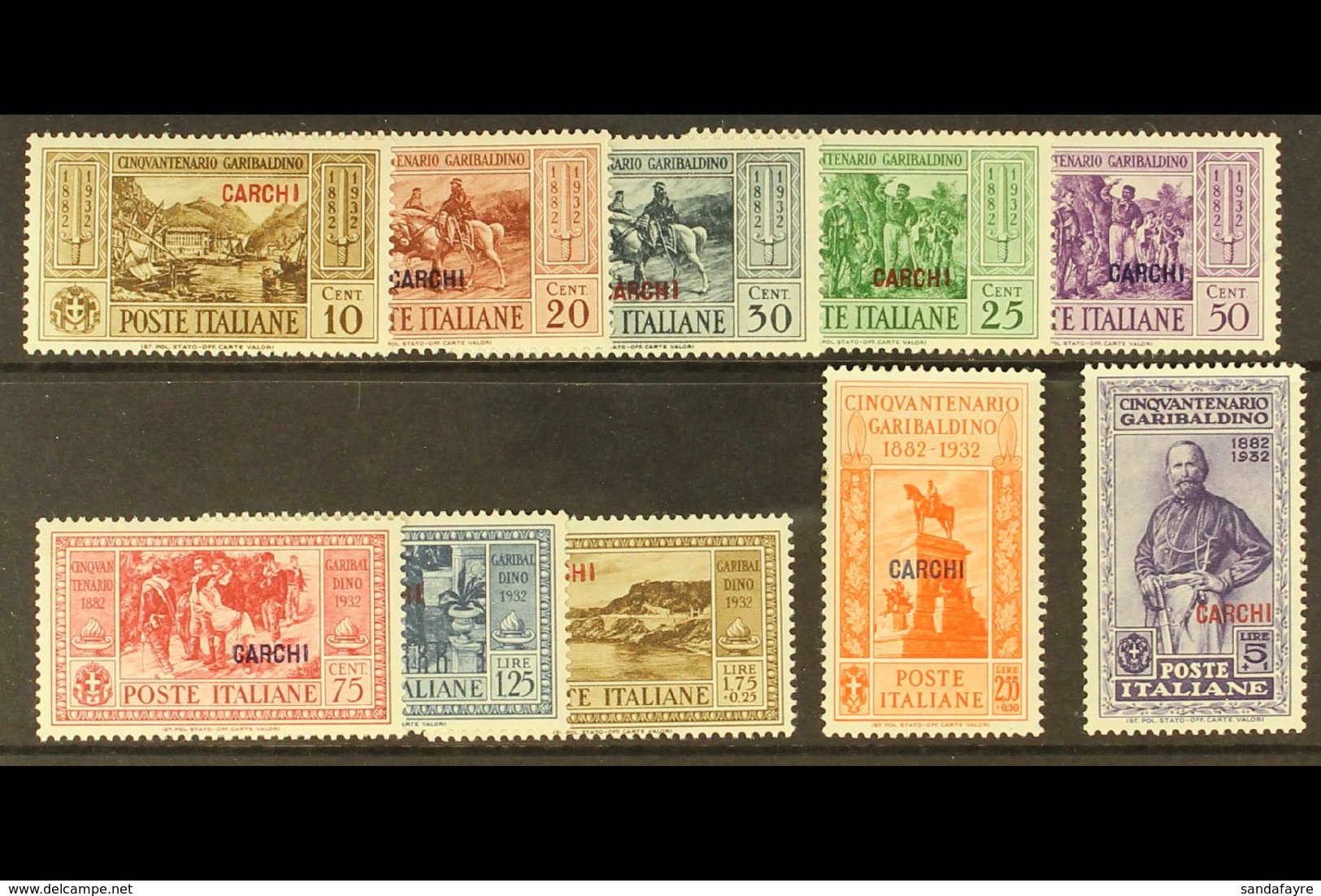EGEO (DODECANESE ISLANDS) CARCHI 1932 Garibaldi Complete Set (Sass S.50, SG 89/98), Very Fine Mint (10 Stamps) For More  - Altri & Non Classificati
