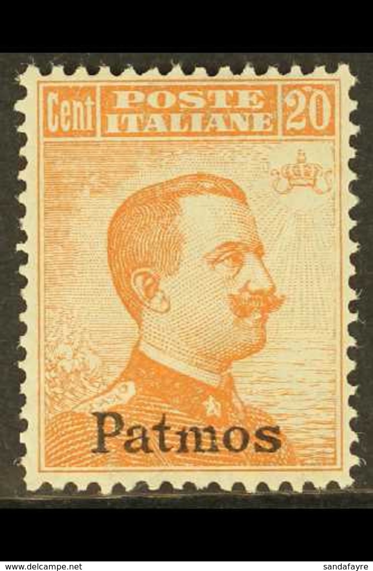 PATMOS (PATMO) 1921-22 20c Orange Watermarked "Patmos" Local Overprint (Sassone 11, SG 10H), Fine Mint, Very Fresh. For  - Other & Unclassified