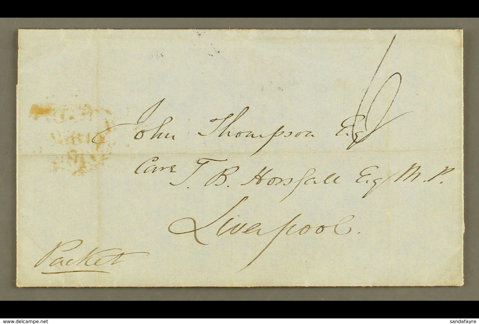 1854 (August) Stampless Cover To Liverpool With Manuscript "6"; On Reverse Fine "ST ANNS BAY" Cds, Plus Kingston Transit - Jamaïque (...-1961)