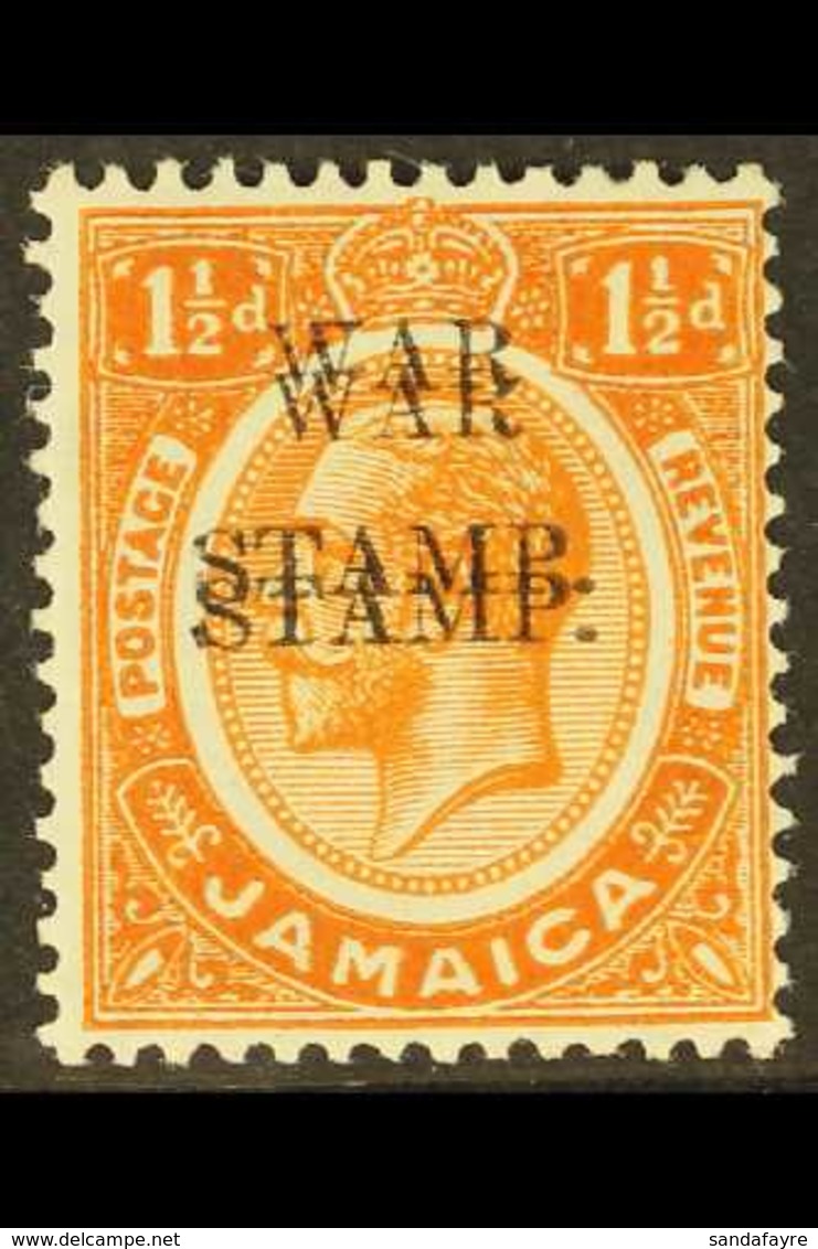 1917 1½d Orange War Stamp With OVERPRINT DOUBLE Variety, SG 74c, Very Fine Mint. For More Images, Please Visit Http://ww - Jamaica (...-1961)