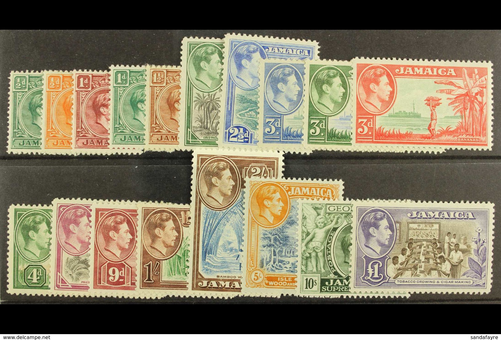 1938-52 Complete KGVI Definitive Set, SG 121/133a, Very Fine Mint. (18) For More Images, Please Visit Http://www.sandafa - Jamaïque (...-1961)