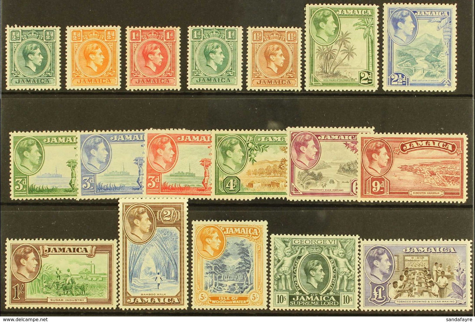 1938-52 Definitive Set, SG 121/33a, Fine Mint (18 Stamps) For More Images, Please Visit Http://www.sandafayre.com/itemde - Jamaïque (...-1961)