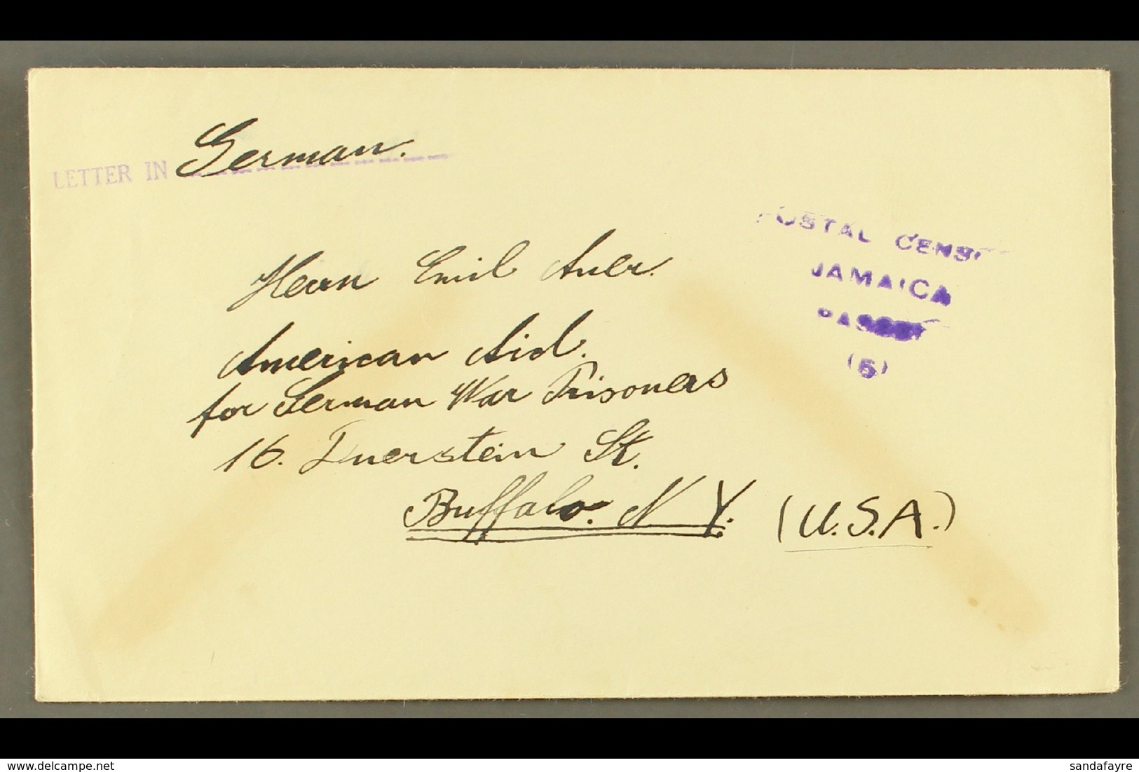 1941 Censored INTERNMENT CAMP Envelope To USA, Endorsed "Letter In German". For More Images, Please Visit Http://www.san - Jamaica (...-1961)