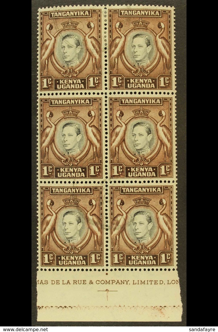 1938 1c Black And Red-brown Perf 13¼ With RETOUCHED VALUE TABLET Variety, SG 131ad, In A Very Fine Used Positional Block - Vide