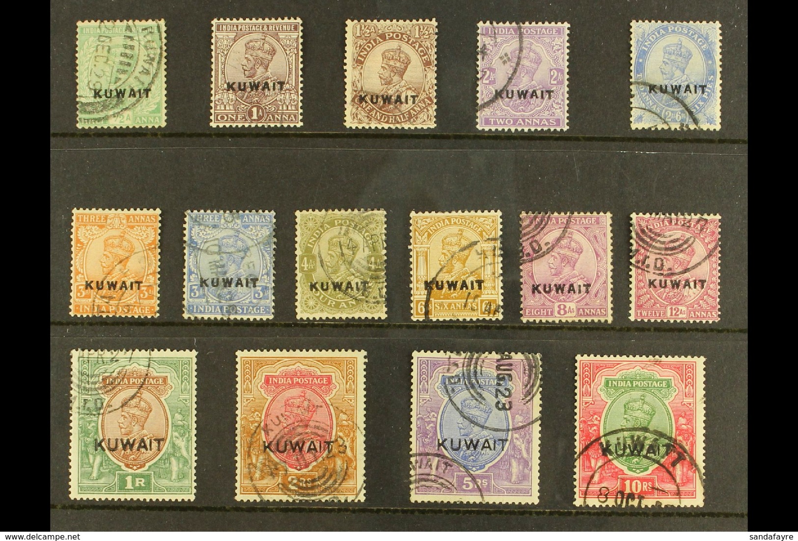 1923 - 1924 Geo V Set Overprinted, SG 1/15, Good To Fine Used With A Few Values With GTO Cancels But Still An Attractive - Kuwait