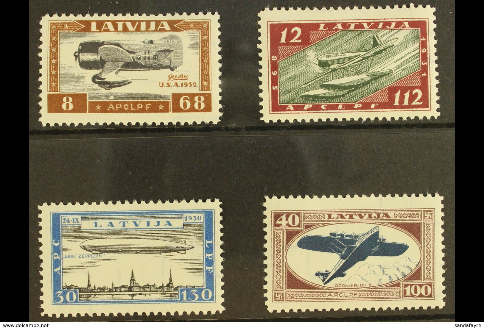 1933 Wounded Latvian Airmen Fund Set, Perf 11½, Mi 228A/31A, SG 243A/46A, Fine Mint (4 Stamps) For More Images, Please V - Lettonie