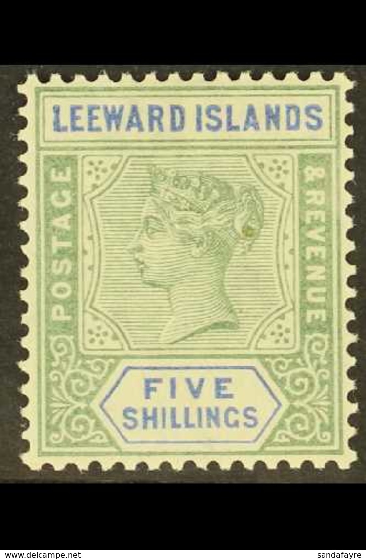 1890 5s Green & Blue, SG 8, Very Fine Mint, Very Fresh. For More Images, Please Visit Http://www.sandafayre.com/itemdeta - Leeward  Islands