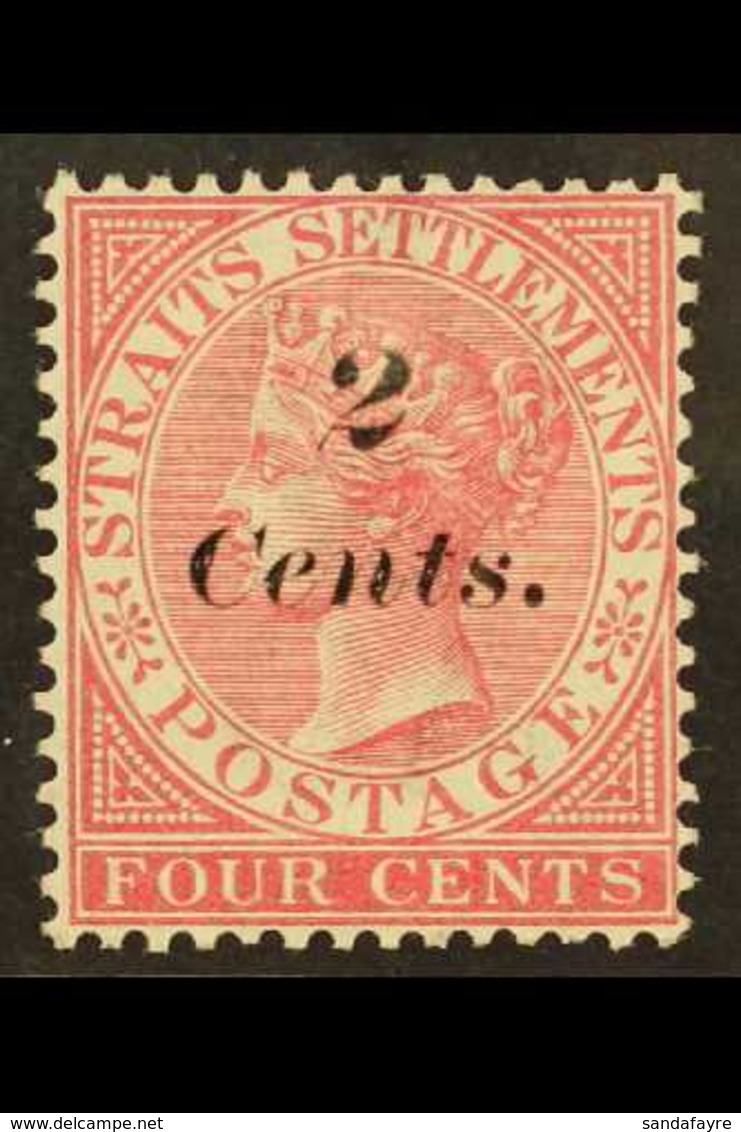 1883 2c On 4c Rose, SG 61, Very Fine And Fresh Mint, Large Part Og. For More Images, Please Visit Http://www.sandafayre. - Straits Settlements
