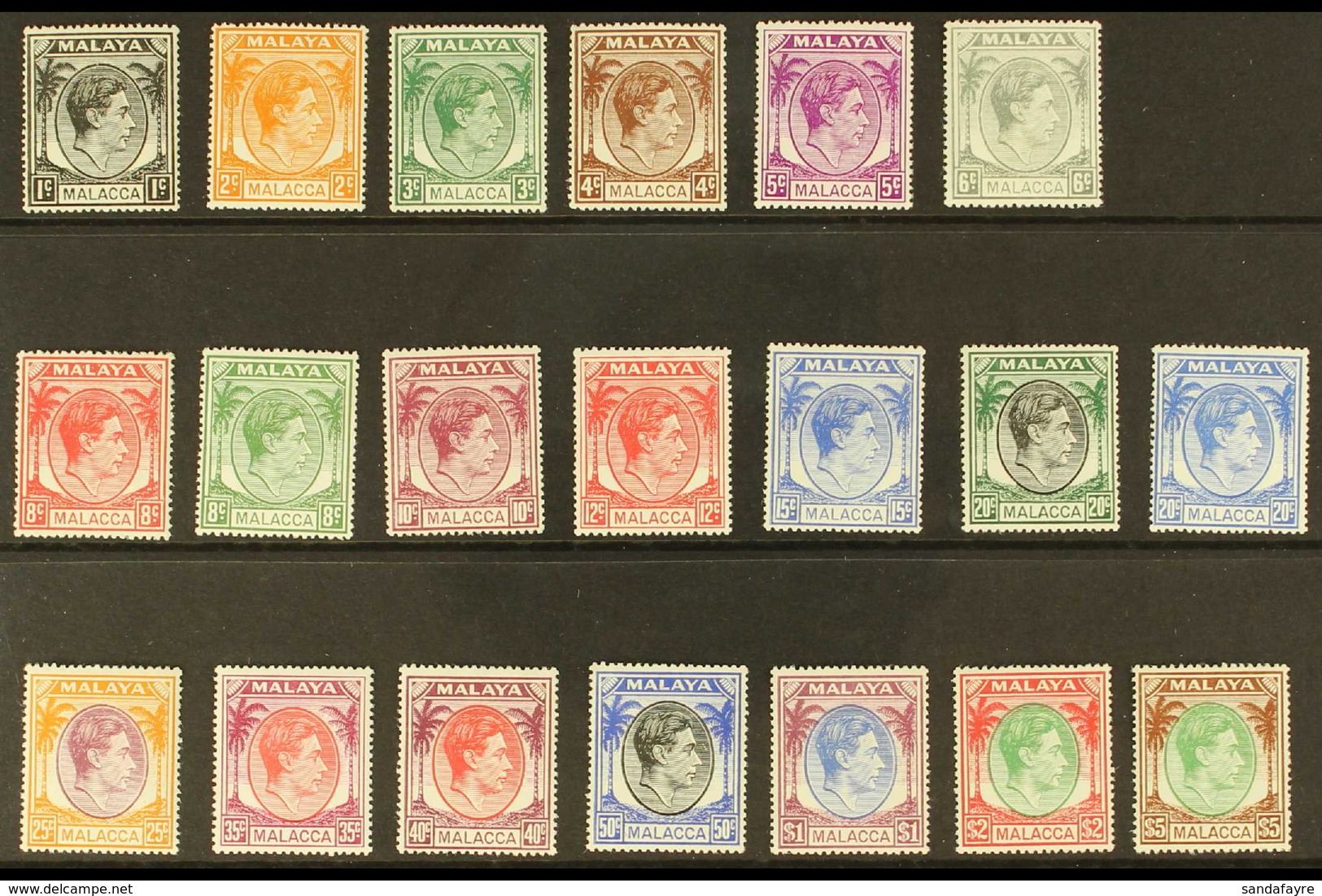 MALACCA 1949-52 KGVI Definitive Set, SG 3/17, Never Hinged Mint (20 Stamps) For More Images, Please Visit Http://www.san - Autres & Non Classés