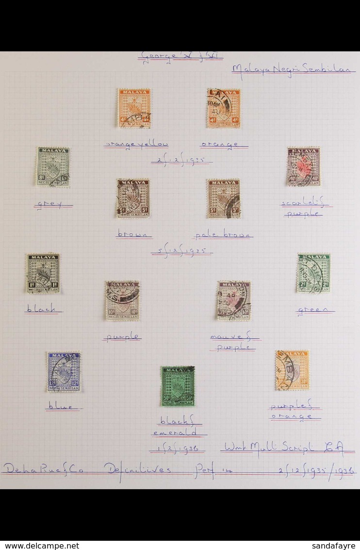 NEGRI SEMBILAN 1935-52 VERY FINE USED KGVI COLLECTION - Neatly Presented On Album Pages, We See 1935-41 Wmk Script CA De - Autres & Non Classés