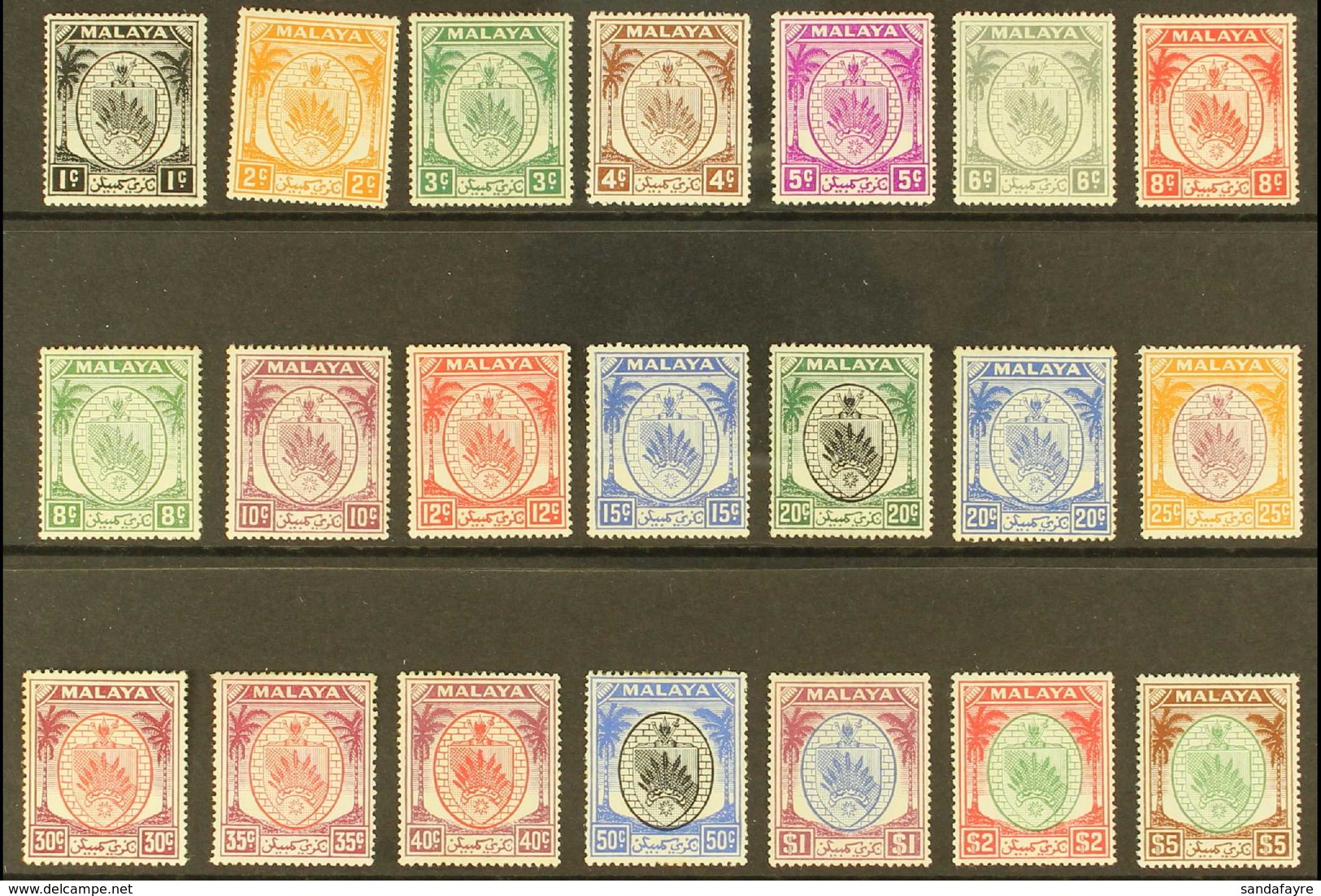 NEGRI SEMBILAN 1949-55 "Arms" Complete Definitive Set, SG 42/62, Fine Mint. (21 Stamps) For More Images, Please Visit Ht - Sonstige & Ohne Zuordnung