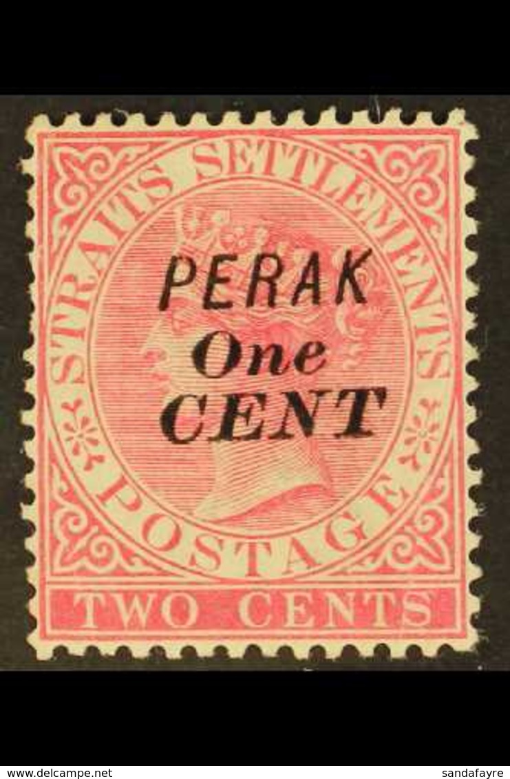 PERAK 1891 1c On 2c Bright Rose, No Bar In Surcharge, SG 53, Very Fine Mint. For More Images, Please Visit Http://www.sa - Sonstige & Ohne Zuordnung