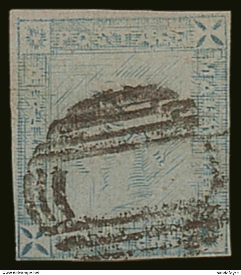 1859 2d Blue Lapriot 'worn Impression', SG 39, Fine Used With 4 Small Neat Margins. For More Images, Please Visit Http:/ - Mauritius (...-1967)