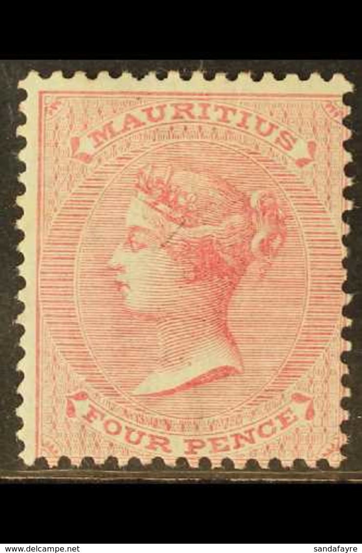 1863 4d Rose, Wmk CC, SG 62, Fine Mint. For More Images, Please Visit Http://www.sandafayre.com/itemdetails.aspx?s=63222 - Mauritius (...-1967)