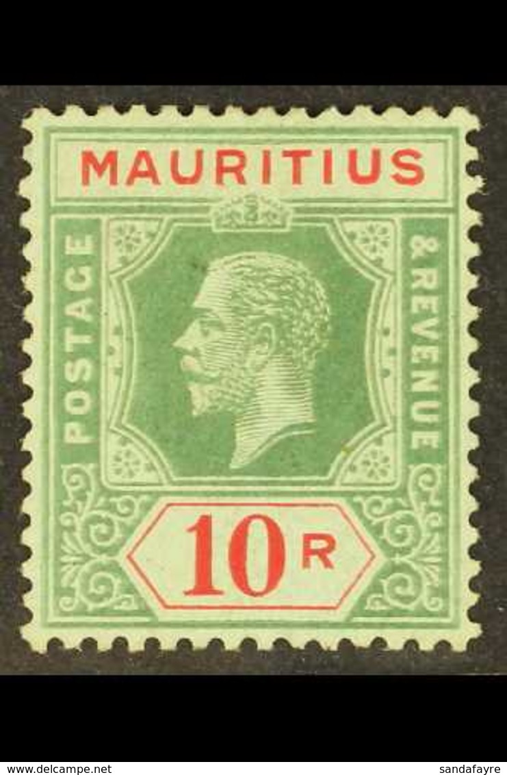 1913 10r Green And Red On Blue Green On OLIVE Back, SG 204a, Very Fine Mint. Rare And Elusive Stamp. For More Images, Pl - Mauritius (...-1967)