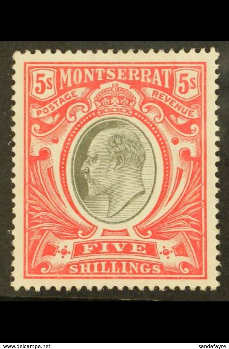 1903 KEVII 5s Black And Scarlet, Wmk Crown CC, SG 23, Very Fine Lightly Hinged Mint. For More Images, Please Visit Http: - Montserrat