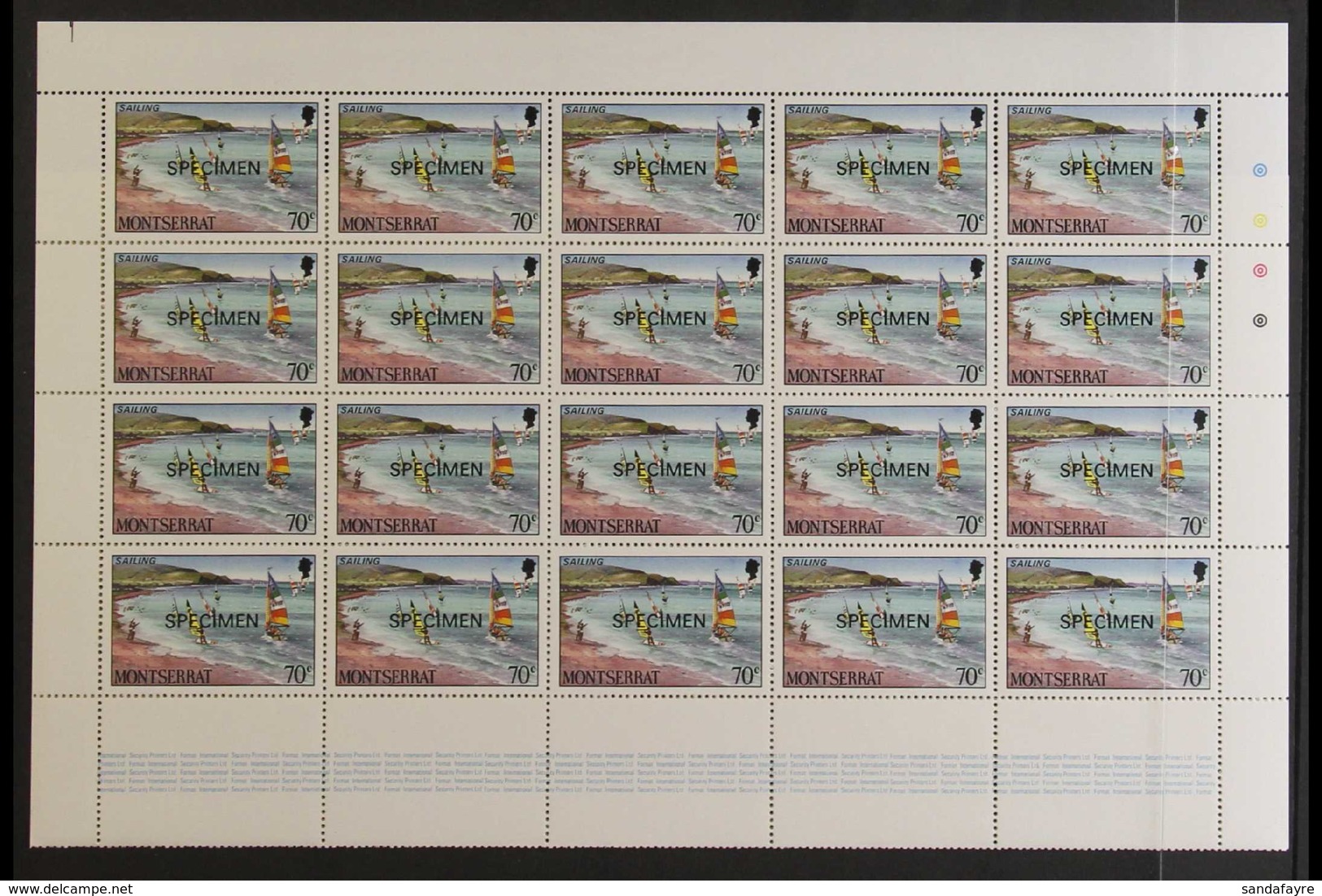 1986 TOURISM COMPLETE SHEETS. Tourism Set, SG 710/13, SPECIMEN Overprinted Complete Sheets Of 40 Stamps. Never Hinged Mi - Montserrat