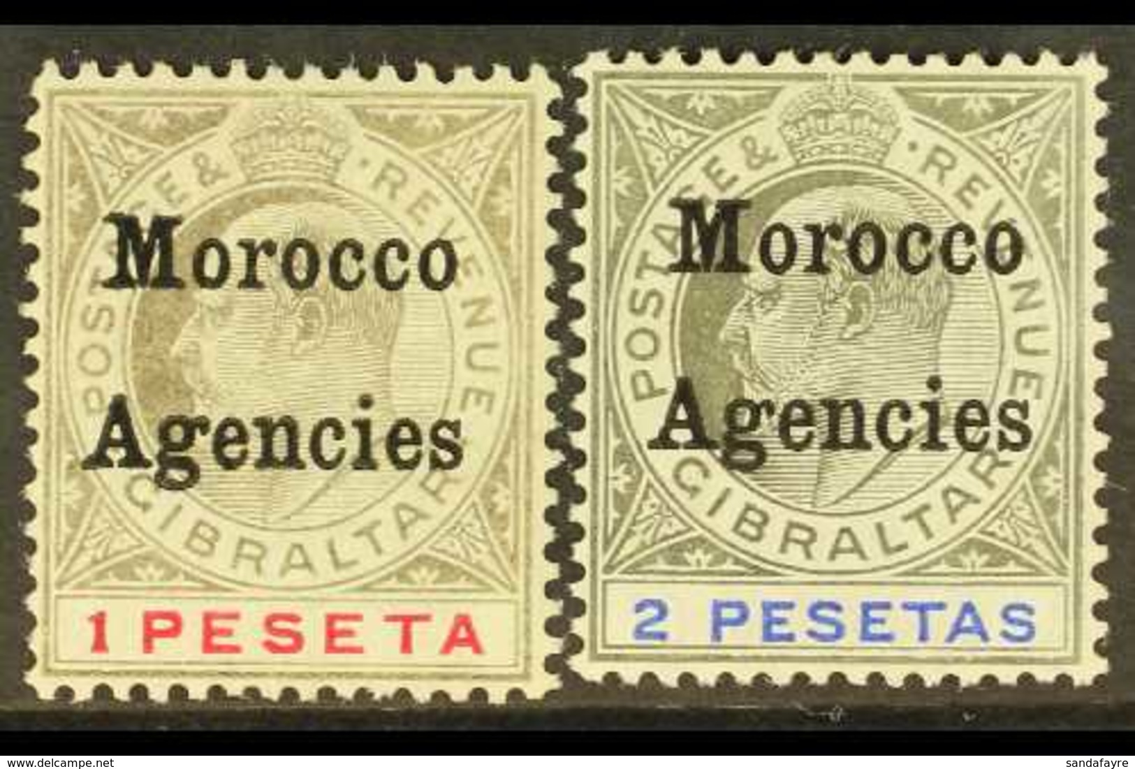 GIBRALTAR ISSUES OVERPRINTED: 1905-06 1p And 2p, SG 29/30, Very Fine Mint. (2 Stamps) For More Images, Please Visit Http - Sonstige & Ohne Zuordnung