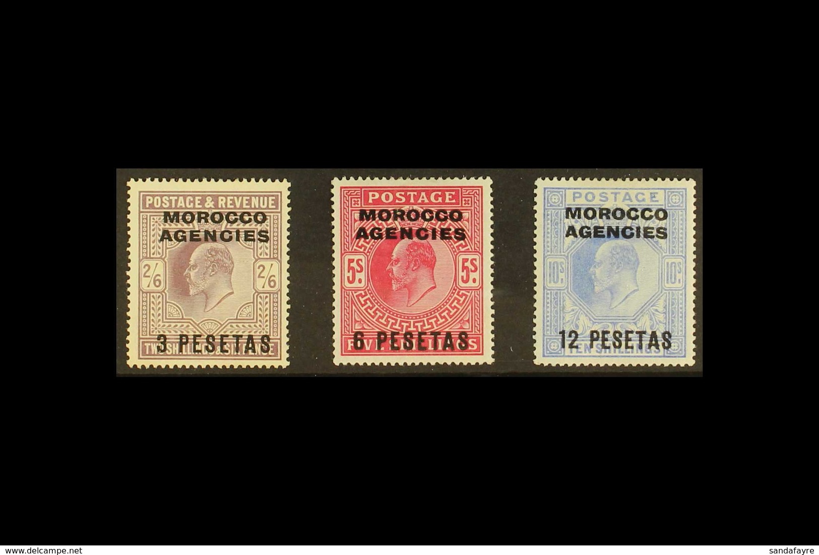 SPANISH 1907-12 3p, 6p & 12p Surcharge Top Values, SG 121/23, Very Fine Mint (3 Stamps) For More Images, Please Visit Ht - Otros & Sin Clasificación