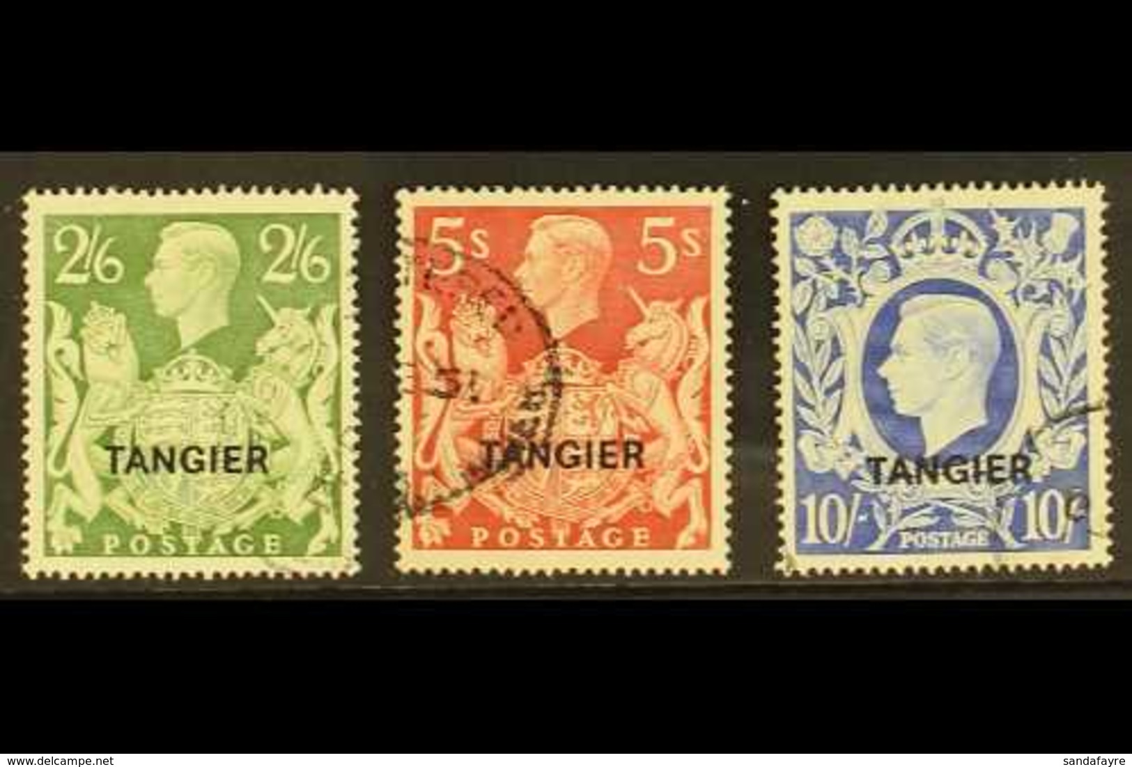 TANGIER 1949 2s6d, 5s & 10s KGVI GB Ovpts, Top Three Values, SG 273/5, Very Fine Used (3 Stamps). For More Images, Pleas - Autres & Non Classés