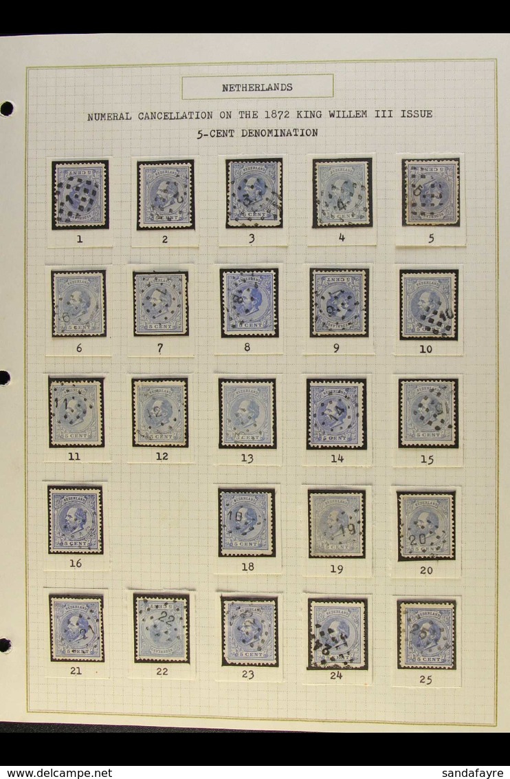 1872 NUMERAL POSTMARKS ON KING WILLIAM III ISSUES. An Interesting Collection Of Used Stamps With Values To 2.50g Nicely  - Autres & Non Classés