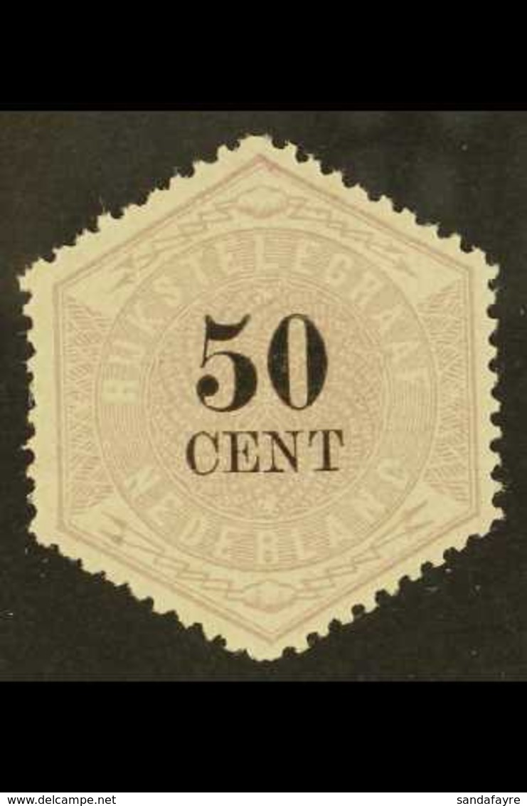 TELEGRAPH 1877-1903 50c Lilac & Black (NVPH TG9, Michel 9), Superb Mint, Very Nice Centering, Fresh & Attractive. For Mo - Sonstige & Ohne Zuordnung