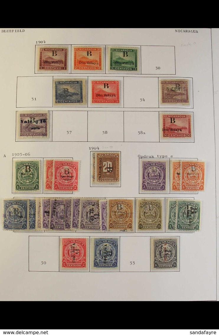 PROVINCIAL ISSUES 1904 - 1911 COLLECTION. A Collection Of Very Fine Mint & Used BLUEFIELD And CABO Overprinted And Hands - Nicaragua
