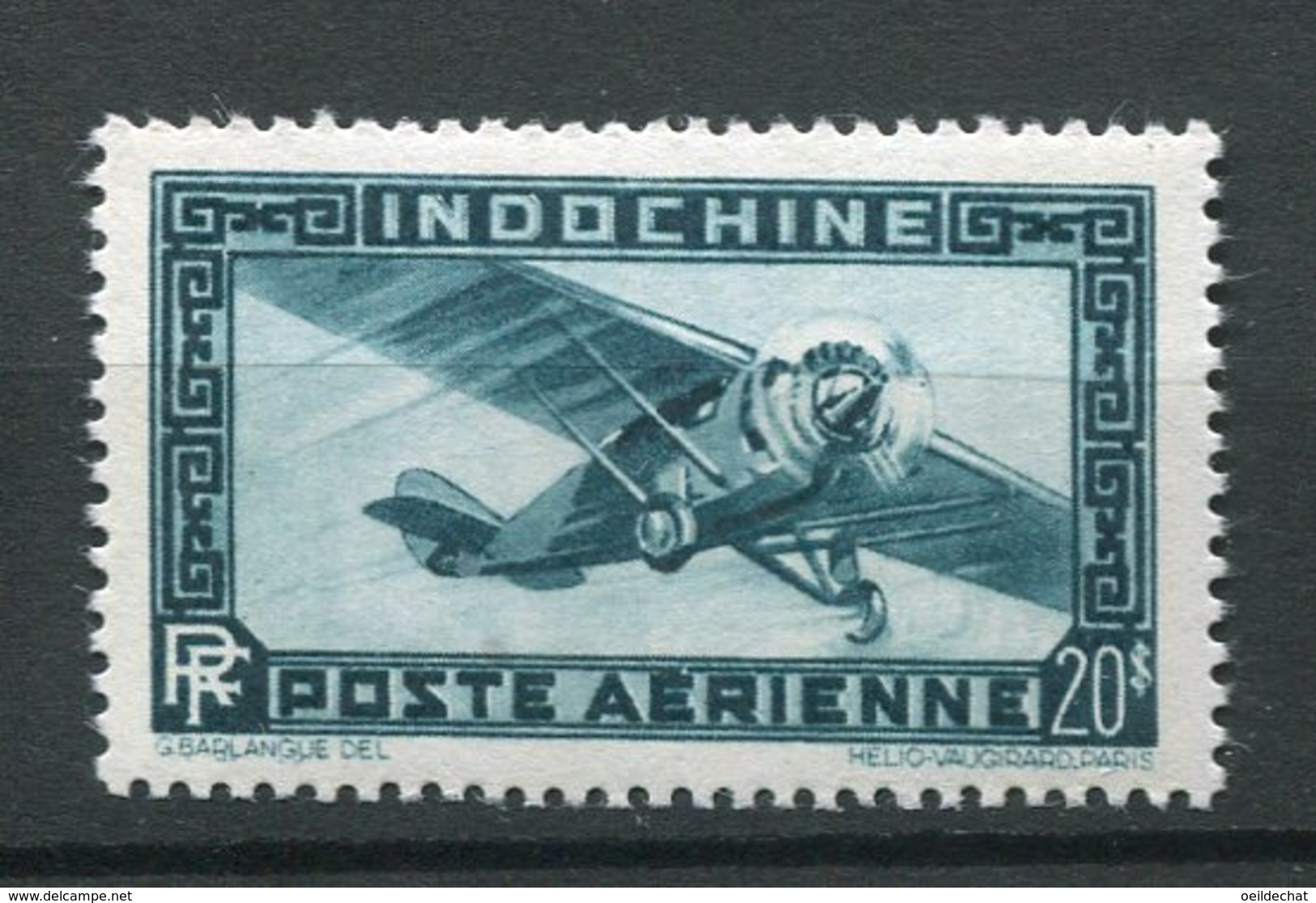 9290 INDOCHINE  PA46 ** 20 Pi Bleu-vert  Type De 1933-38  TB/TTB - Poste Aérienne
