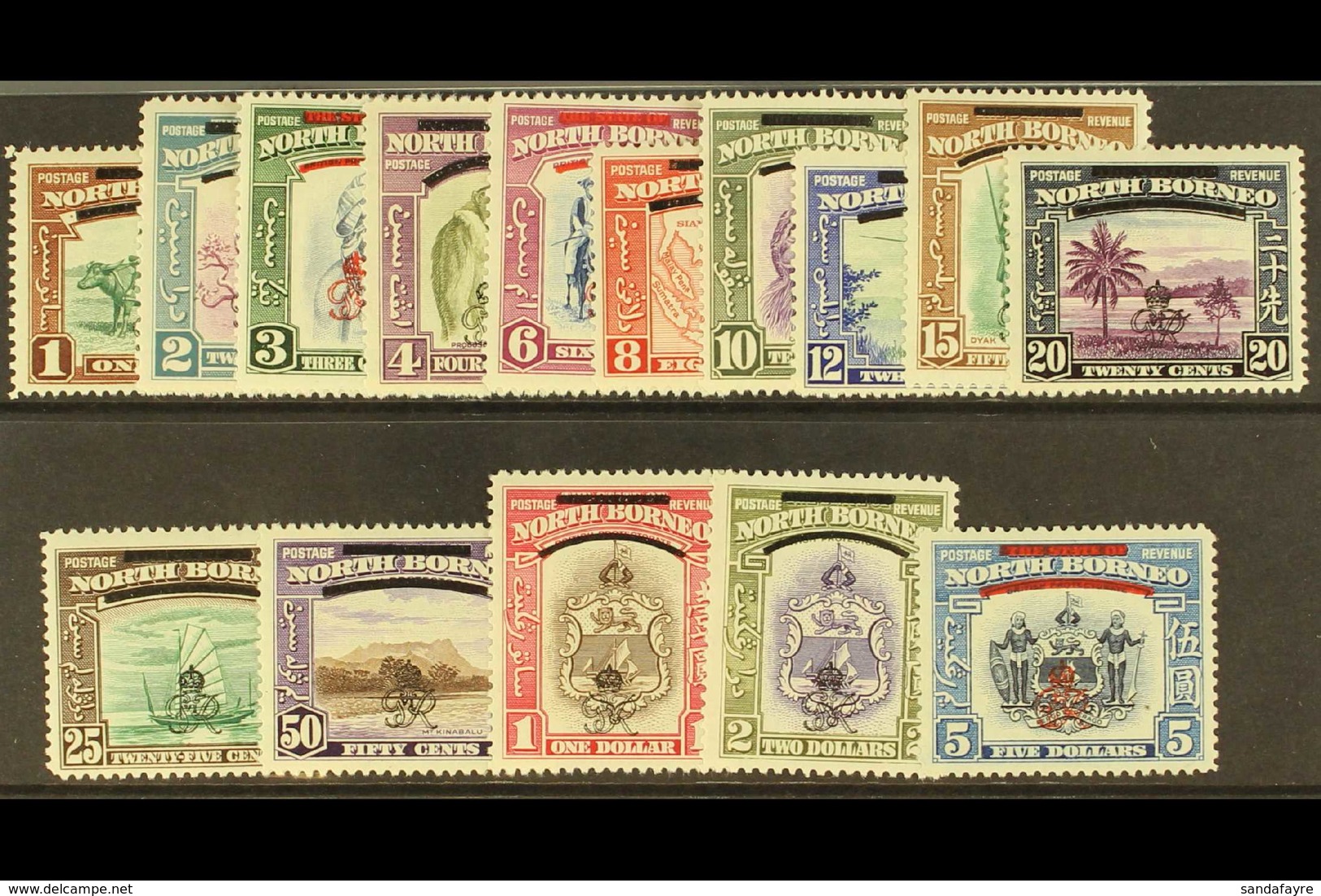 1947 Crown Colony Overprint Set Complete, SG 335/49, Very Fine Mint. (15 Stamps) For More Images, Please Visit Http://ww - Bornéo Du Nord (...-1963)