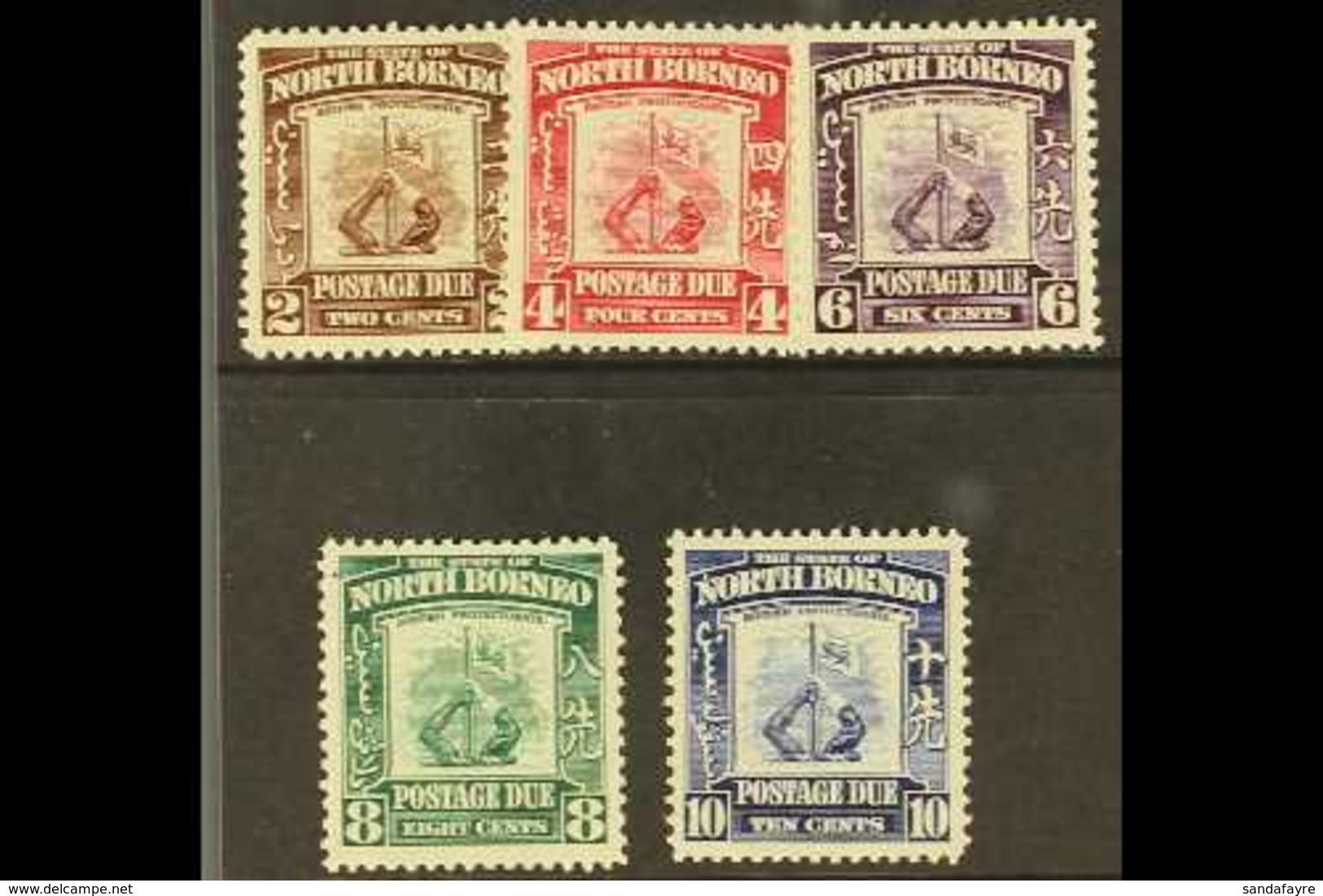 POSTAGE DUES 1939 Company Crest Set Complete, SG D85/9, Very Fine Mint. (5 Stamps) For More Images, Please Visit Http:// - Nordborneo (...-1963)