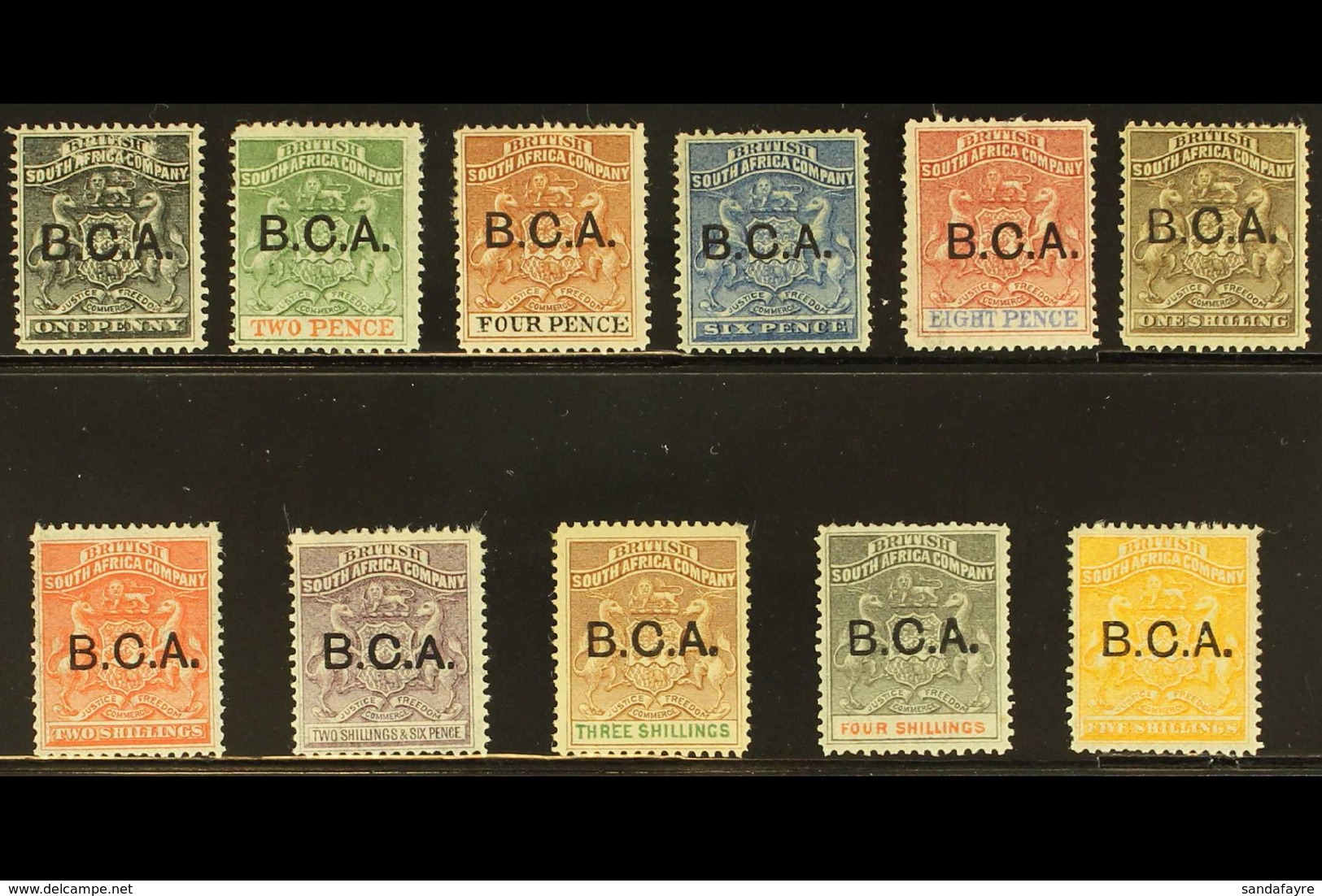 1891-95 "B.C.A." Overprints Set Complete To 5s Orange- Yellow, SG 1/12, Mint Large To Small Part OG With A Few Perf Faul - Nyassaland (1907-1953)