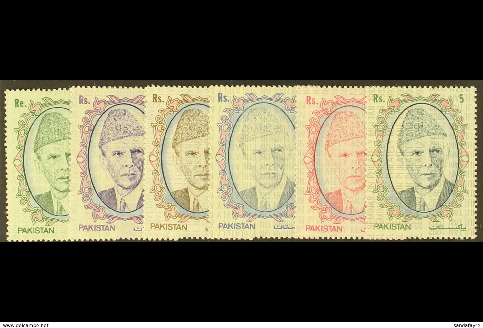 1992 1989 Jinnah Set Overprinted "National Seminar On Philately Multan 1992", Mi 838/43, (see Note After SG 778), Very F - Pakistan