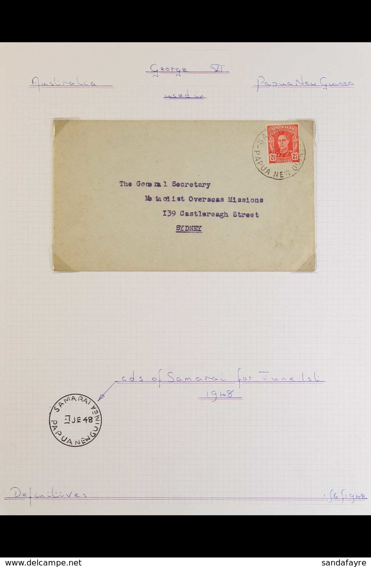 AUSTRALIA USED IN 1942-52 GROUP OF COVERS & POSTMARKS - Includes Covers Franked With Australian Defins Postmarked At SAM - Papouasie-Nouvelle-Guinée