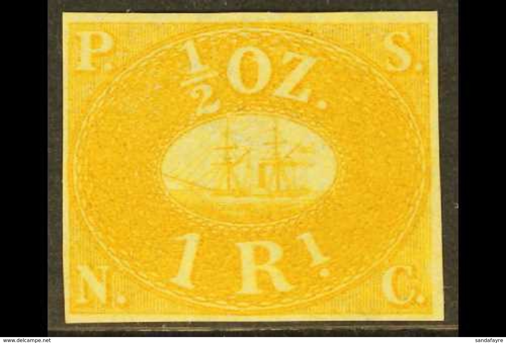 PACIFIC STEAM NAVIGATION COMPANY 1857-62 1r Yellow Unissued Local Stamp (see Note After Scott 2 Or SG 2), Very Fine Unus - Pérou